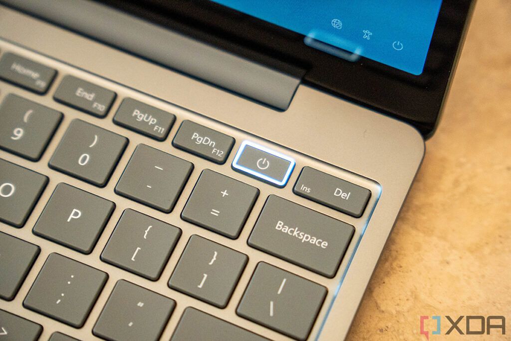 Close up of Surface Laptop Go fingerprint sensor