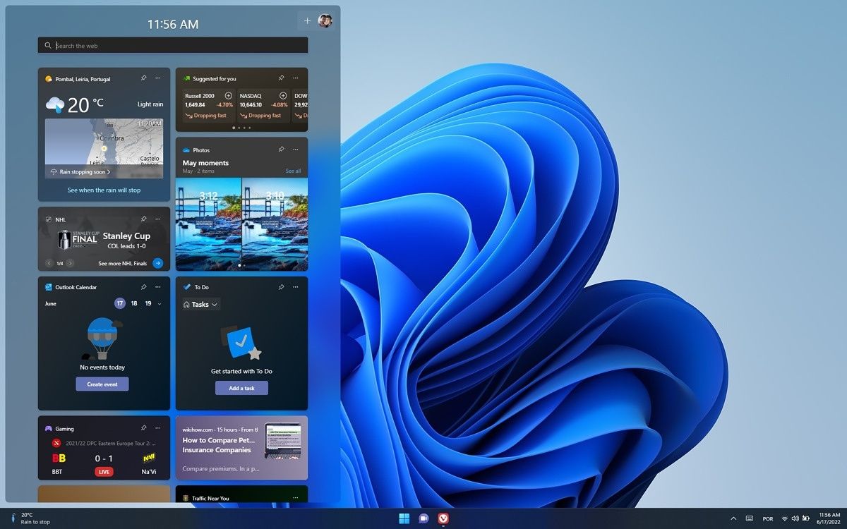 Panel de widgets en Windows 11