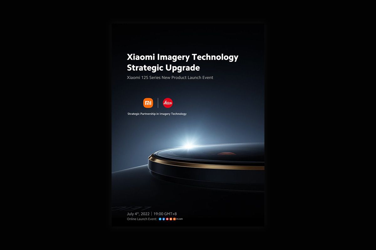 Xiaomi 12S series launch announcement poster on black background.