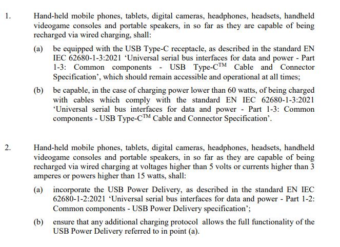 USB Power Delivery spec under EU agreement