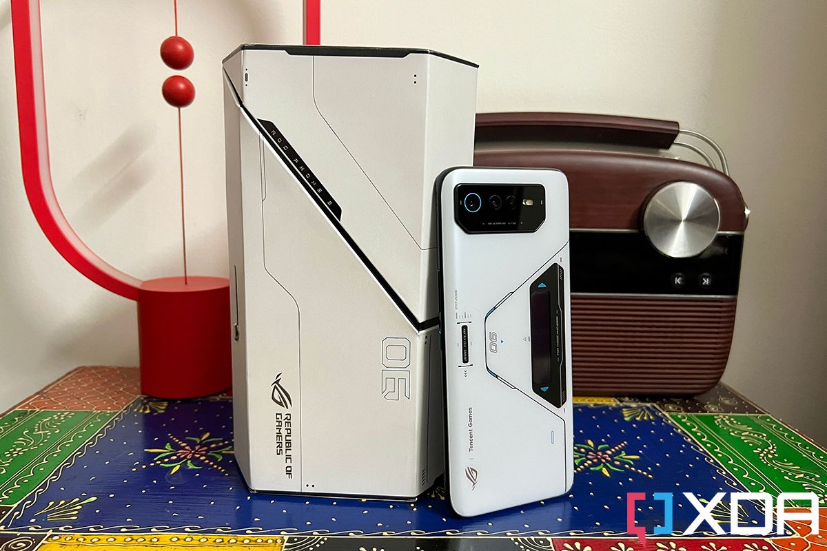 The ASUS ROG Phone 6 Pro beside its box
