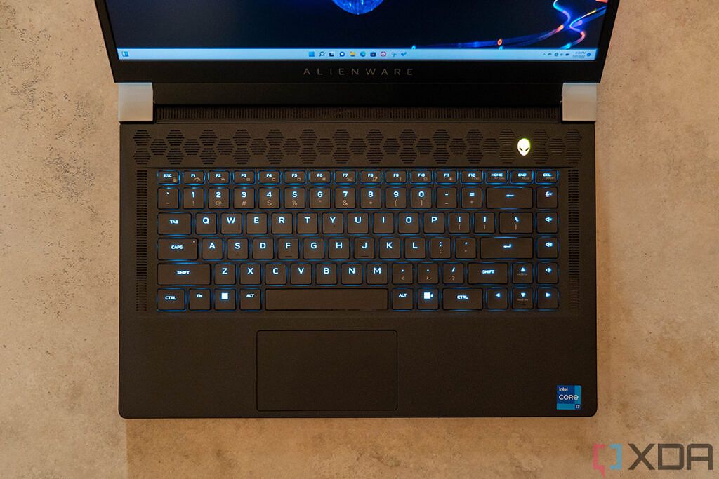 Top down view of Alienware x15 keyboard