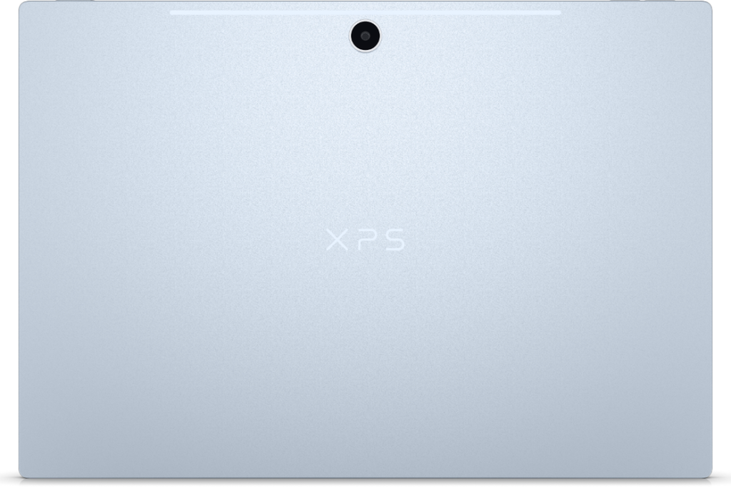 Rear view of the Dell XPS 13 2-in-1 2022 tablet in Sky colorway