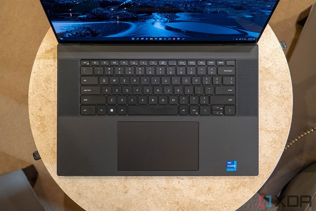 Top down view of Dell XPS 17 keyboard