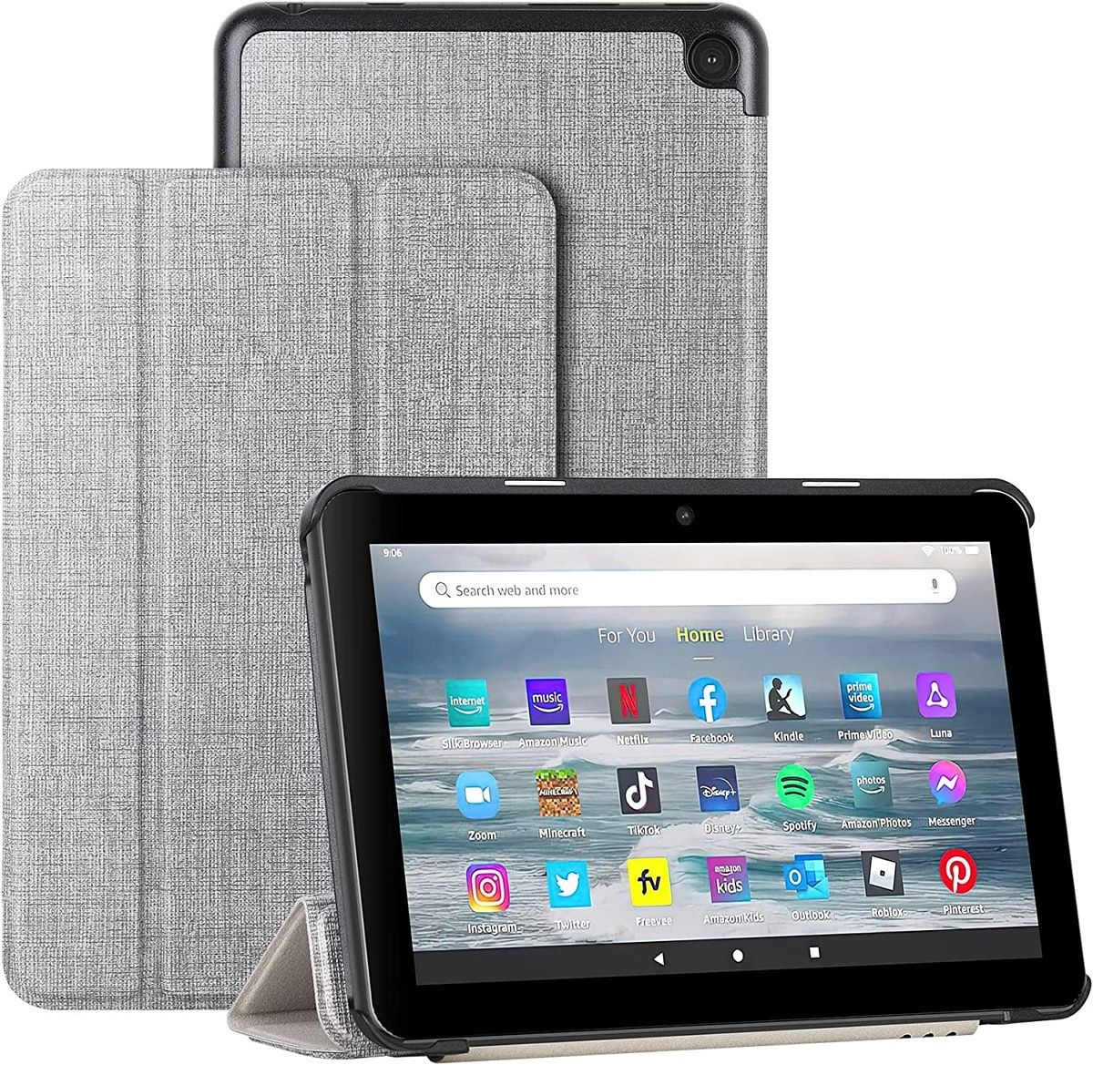 Tri-fold folio case provides full body protection against drops, scratches and stains.  Magnetic latches keep the front cover firmly in place while adding an auto wake/sleep feature.  The Trifold Stand lets you prop your Fire 7 up from multiple angles for a comfortable viewing and typing experience.