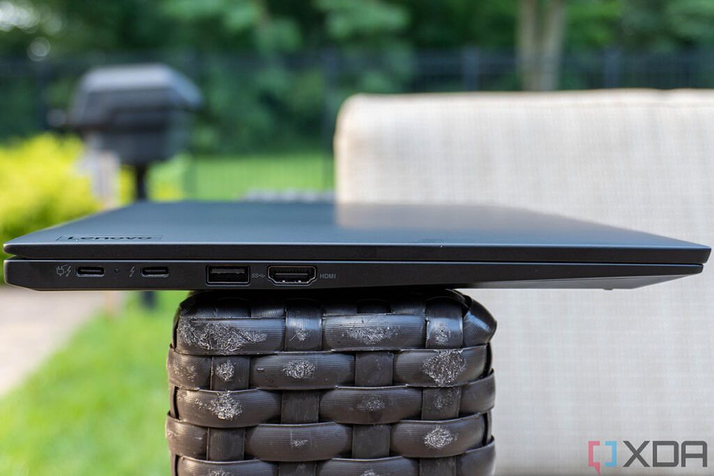 Side view of Lenovo ThinkPad laptop