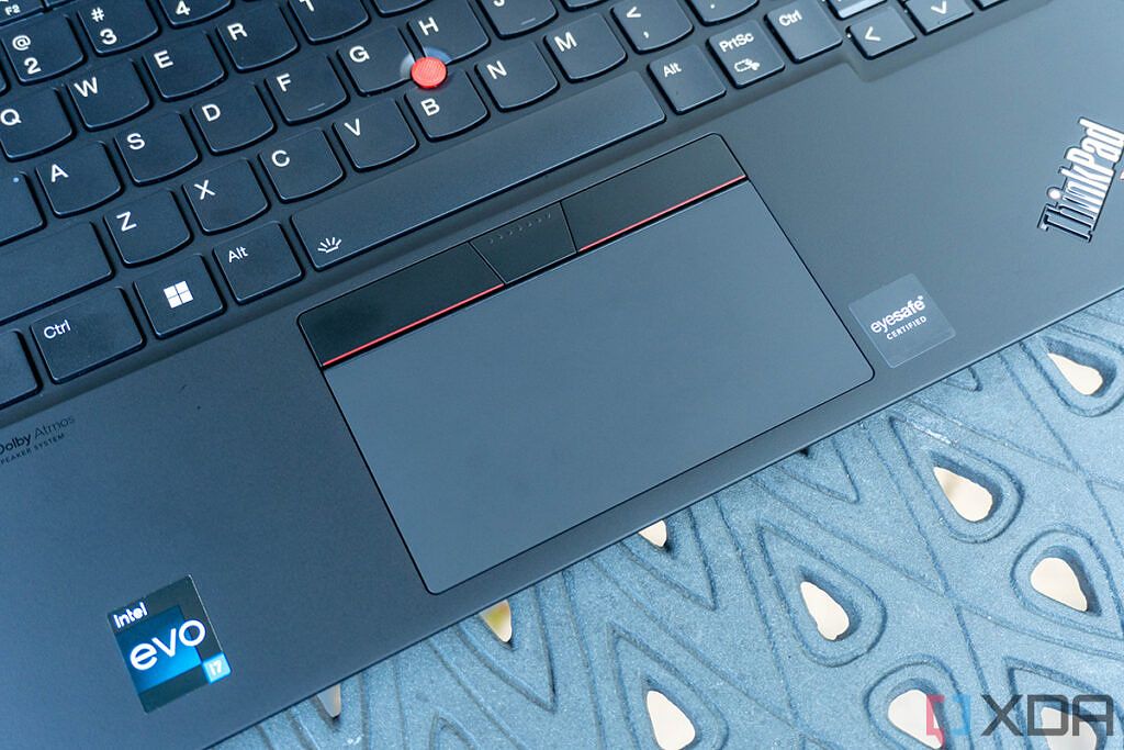 Angled view of ThinkPad touchpad