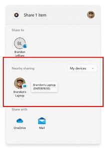 Screenshot of Nearby sharing Windows 11 with UDP discovery enabled