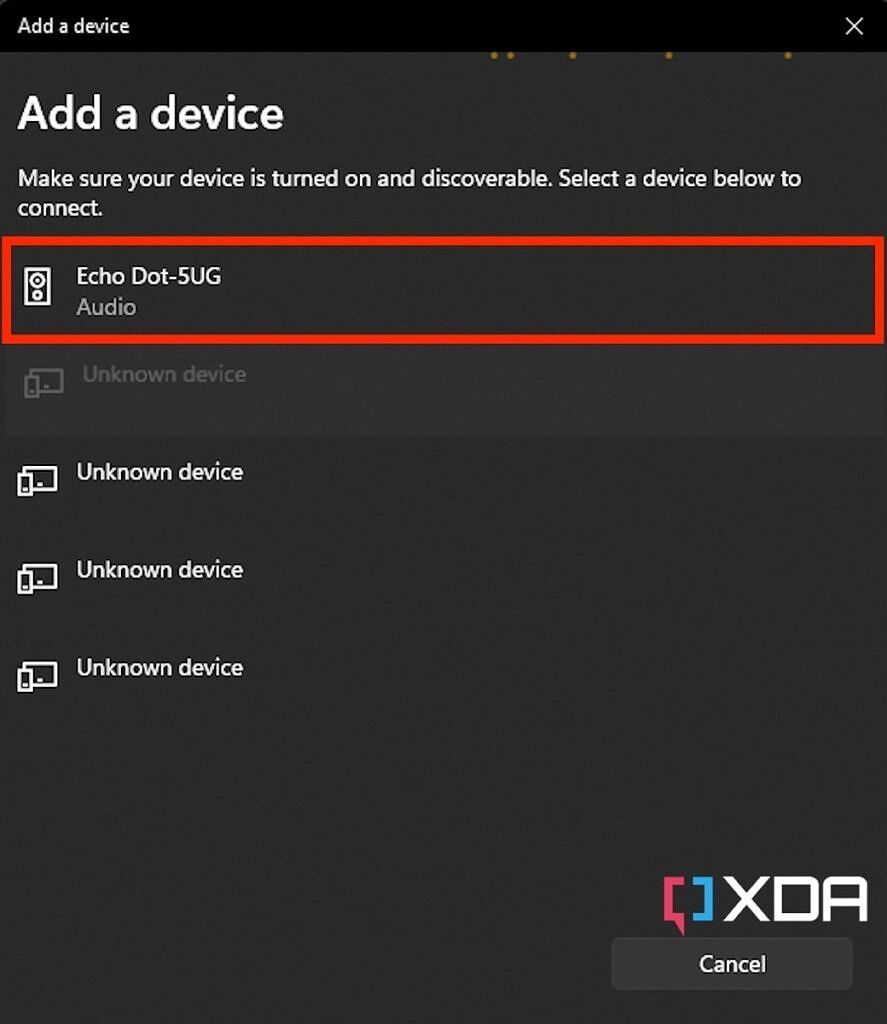 Select a bluetooth device to connect in windows
