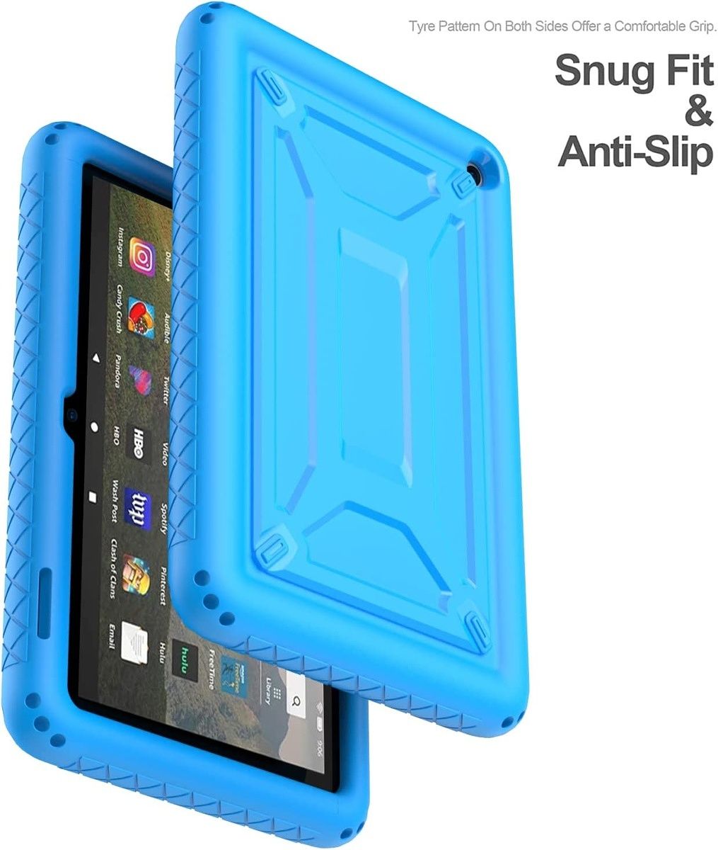 This is a kid-friendly case that offers tough drop protection and comes in a variety of colors.  It has four insulating air holes on each corner, shock-absorbing silicone material, and textured sides for better grip.  It also has a raised lip to protect the screen. 