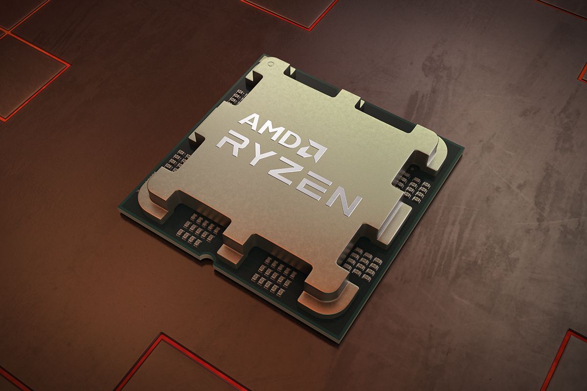 AMD Ryzen chip on wooden background