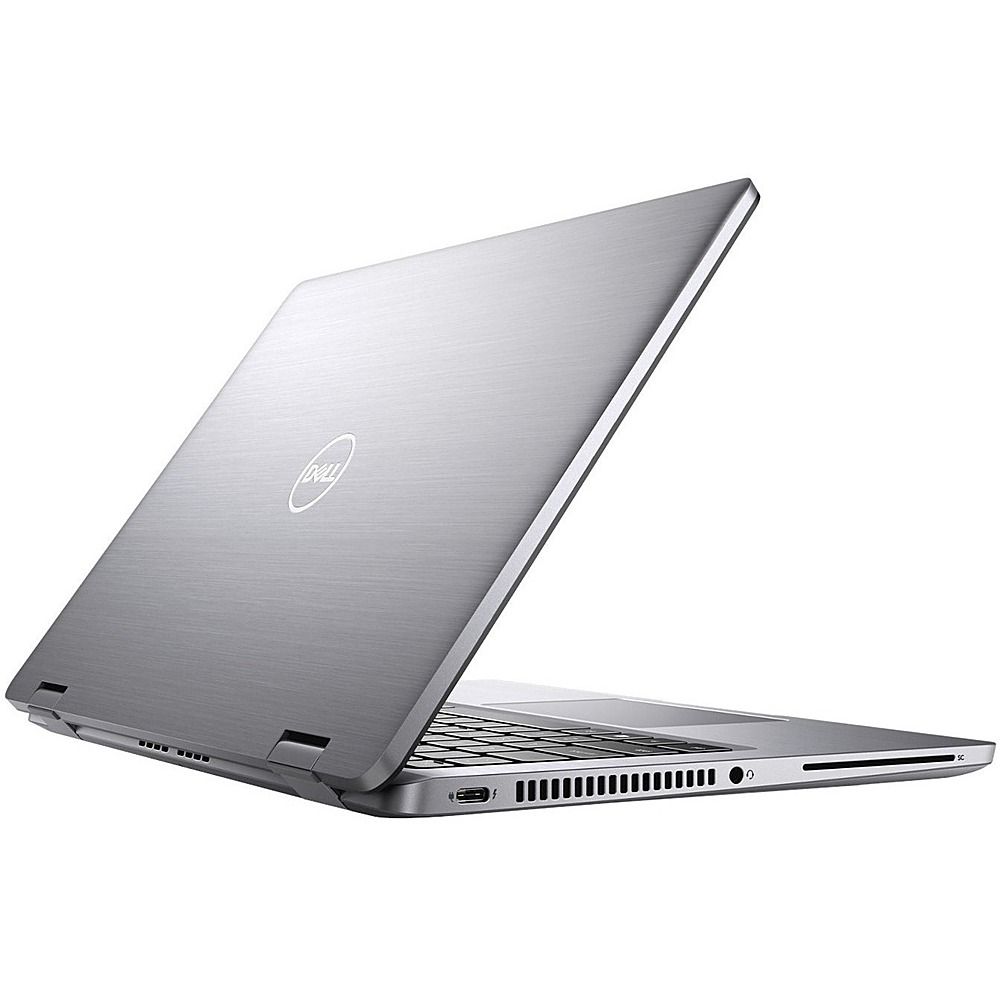 Angled rear view of the Dell Latitude 7330 with the lid open at about 60 degrees