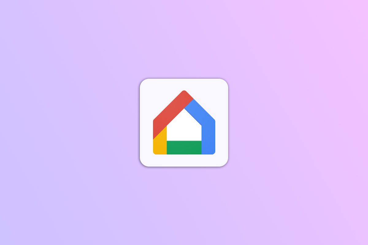 Google Home app logo on gradient background.