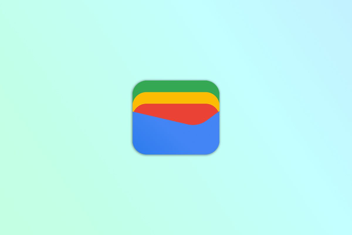 Google Wallet logo on gradient background.