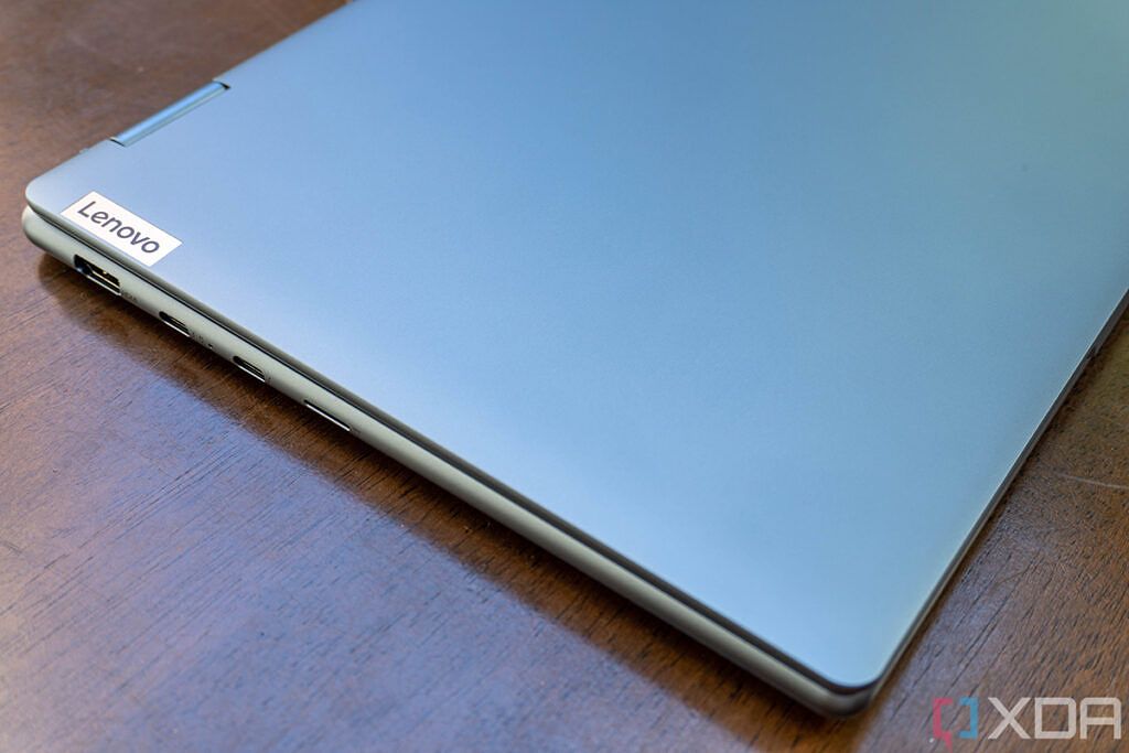 Angled view of closed laptop
