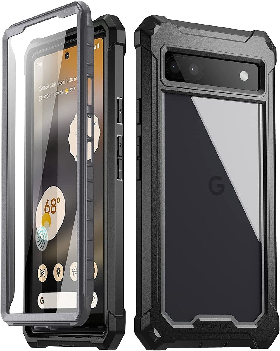 his heavy-duty rugged case provides full body protection to your Pixel 6a. It offers military-grade drop protection and has a polycarbonate clear back. It also comes with a built-in screen protector with a fingerprint stamp so you won't have to buy one separately.