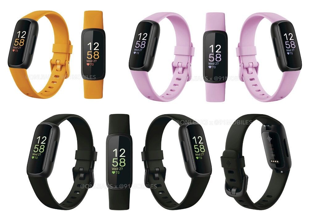 fitbit inpire 3 in yellow pink and black