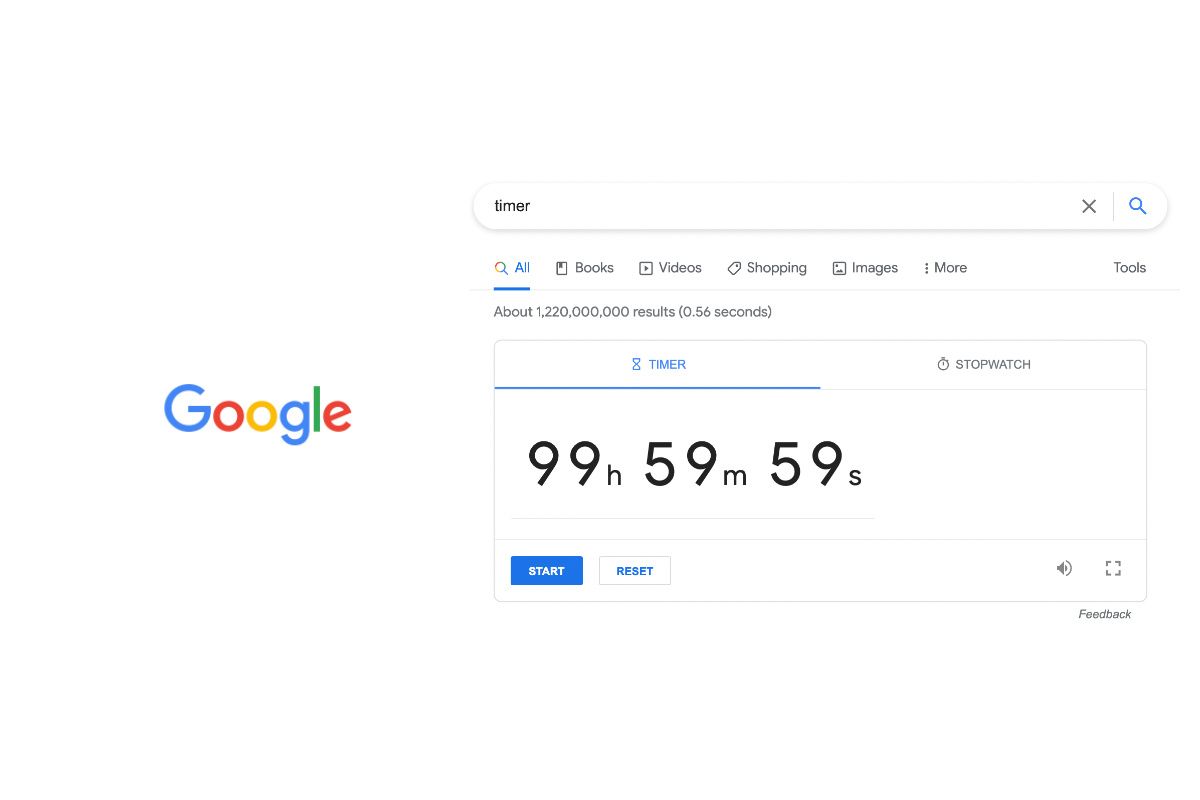 Google web timer set to 99 hours