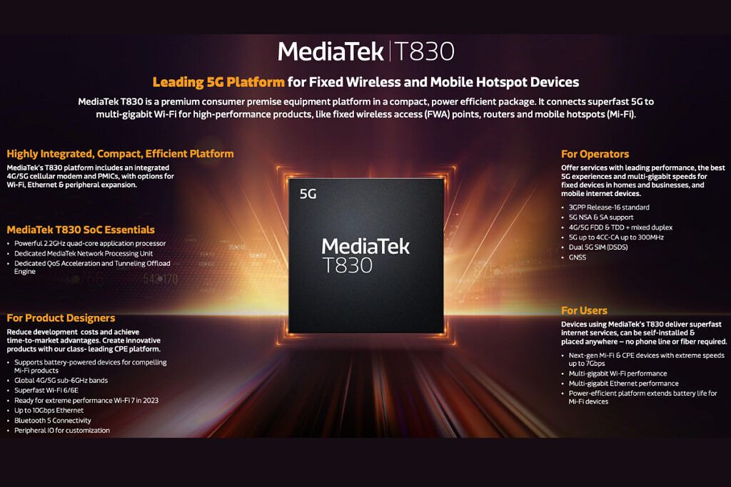 MediaTek unveils new T830 platform for 5G routers and mobile hotspots