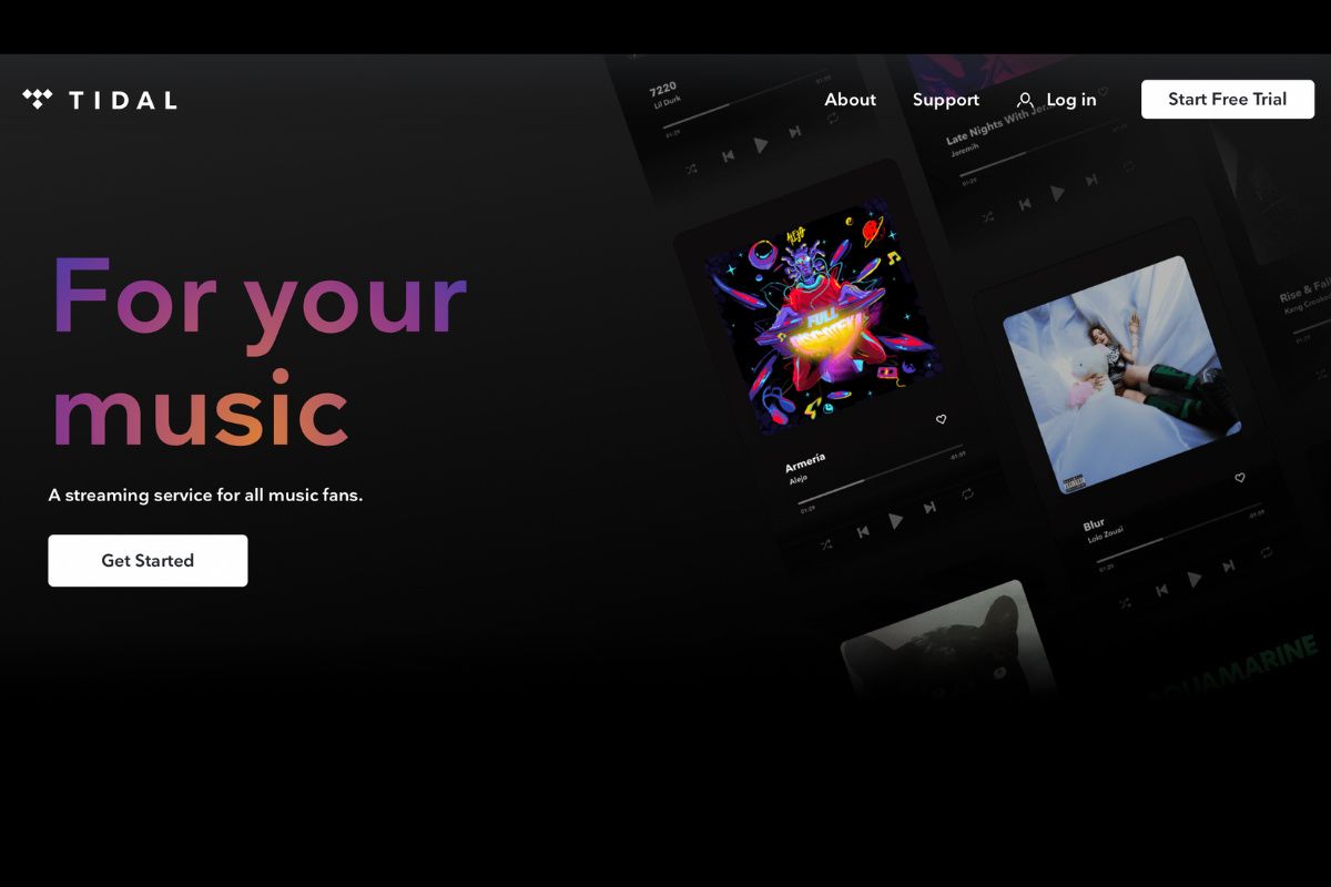 Tidal webpage showing off the app screens