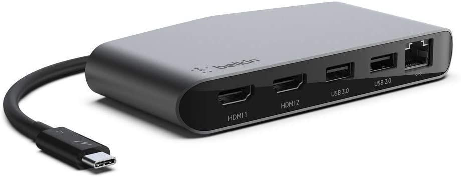 If you need a mini Thunderbolt dock to power dual displays, this Belkin product is what you should buy. It can help you power dual 4K displays at 60Hz, and transfers data at up to 40Gbps with the built-in USB-A ports.