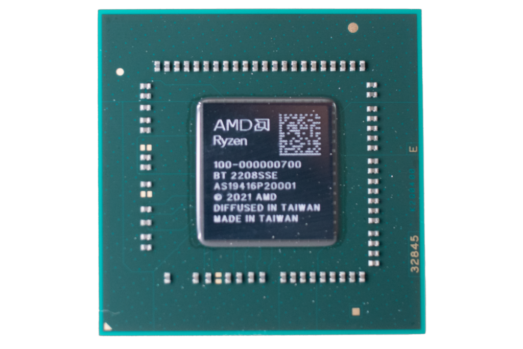 Close-up view of an AMD Ryzen 7020 series processor