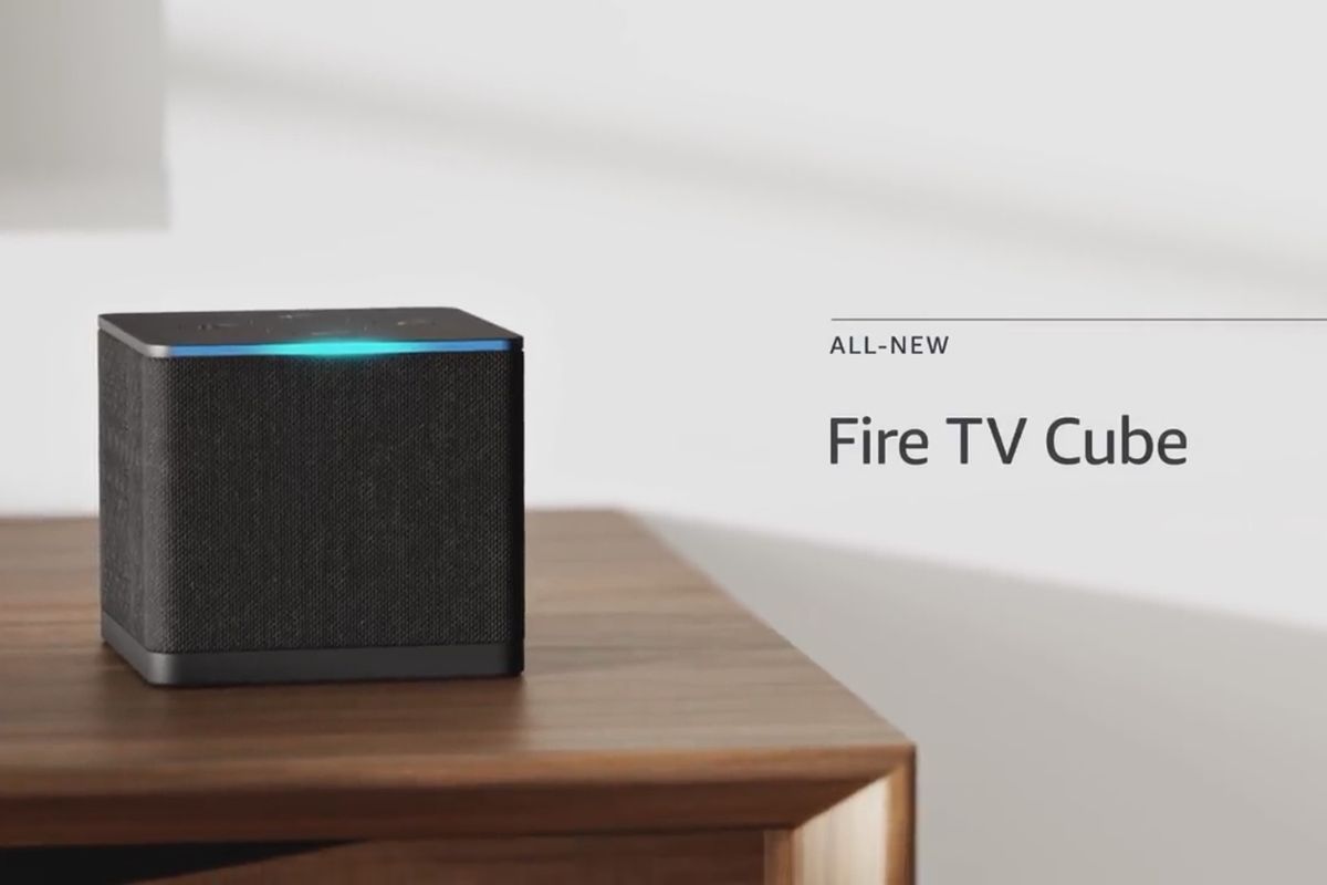 Amazon Fire TV Cube on a table.