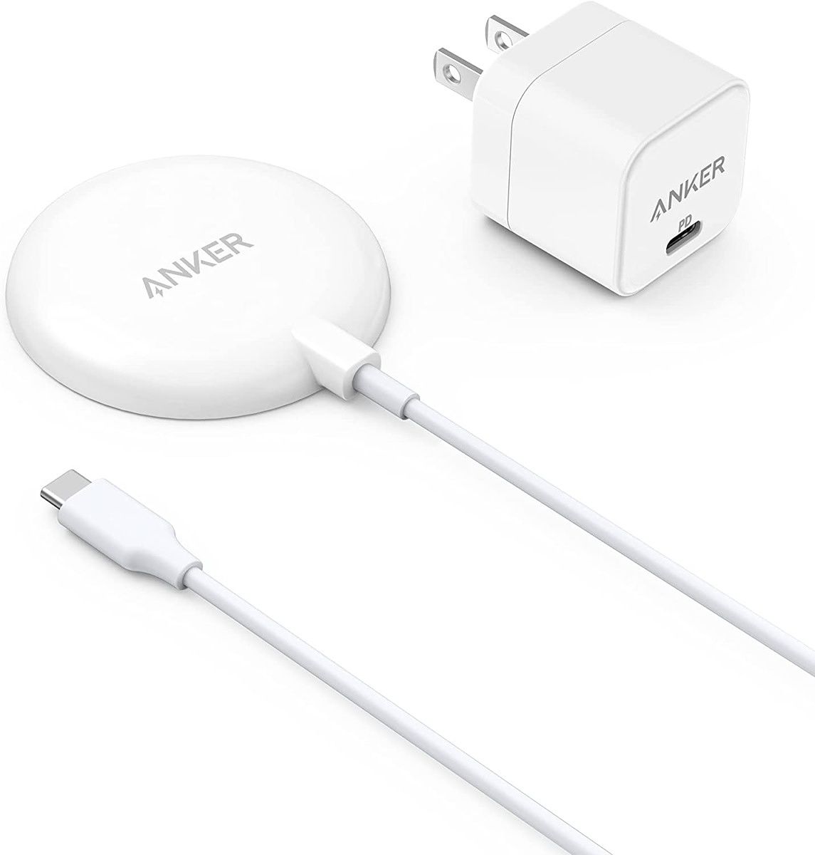 This magnetic charger from Anker can charge your iPhone at rather modest 7.5W speed. It has several safety measures in place, including radiation shielding, temperature control, and foreign object detection. The charger comes with a long 5ft cable and a 20W USB-C power adapter.