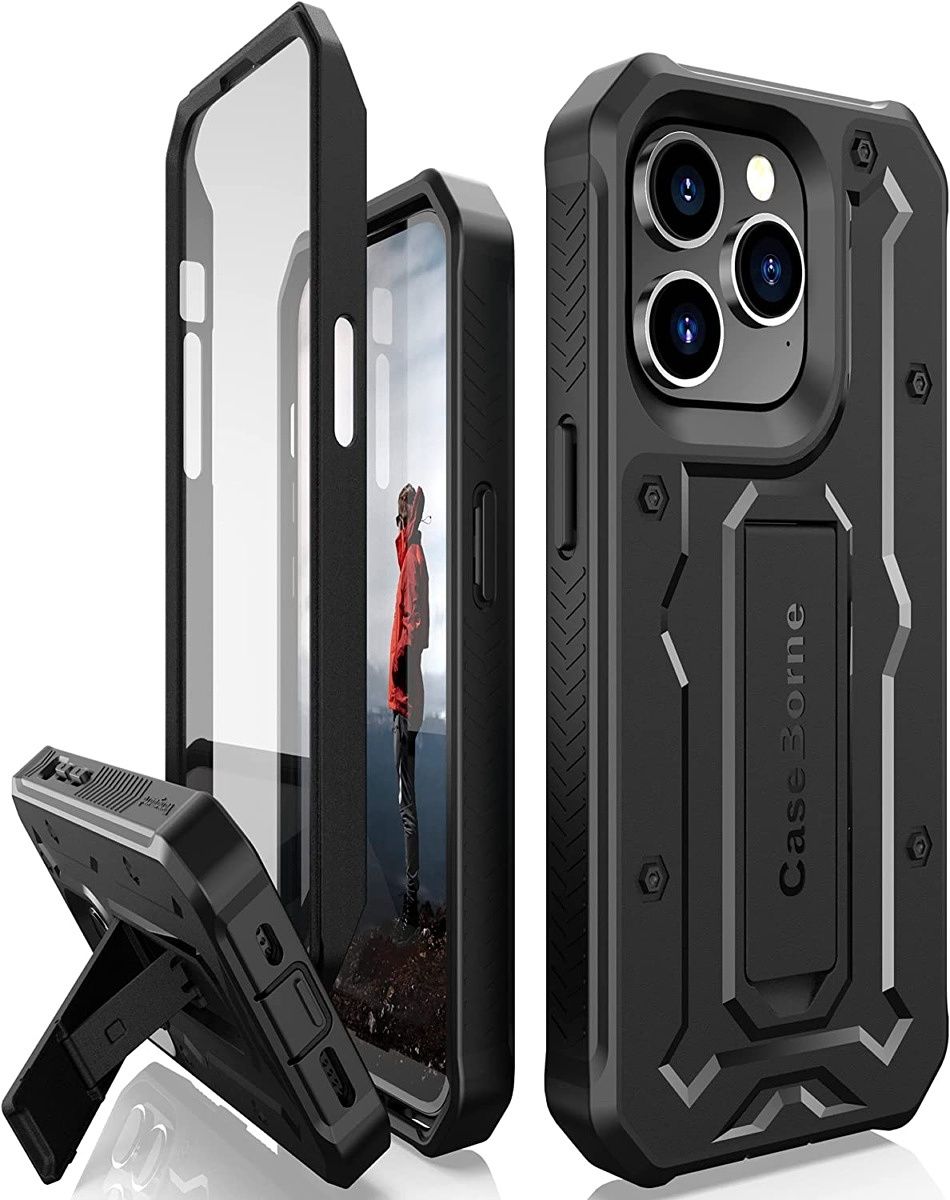This rugged case from CaseBorne has 5-layer construction with MIL-STD 810G certification for best in class protection. Reinforced corners and raised lips protect the screen and camera while the built-in kickstand lets you prop up the iPhone for hands-free video calls and content consumption.