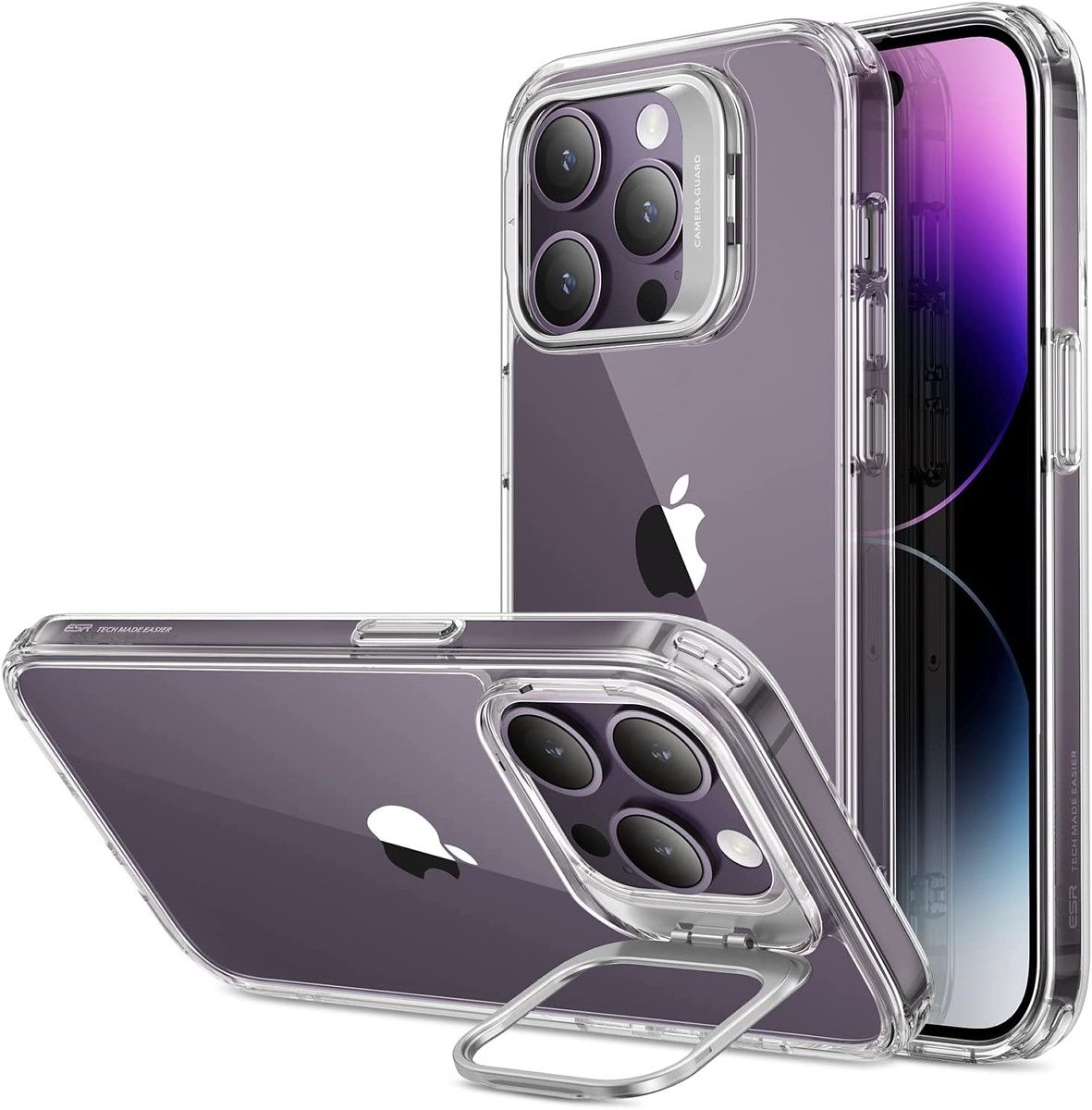 This clear case from ESR comes with an integrated camera guard kickstand so you can prop up your iPhone 14 Pro at the perfect angle for binge-watching Netflix or FaceTime with your friends. The case has shock-absorbing corners and durable zinc-alloy construction. 