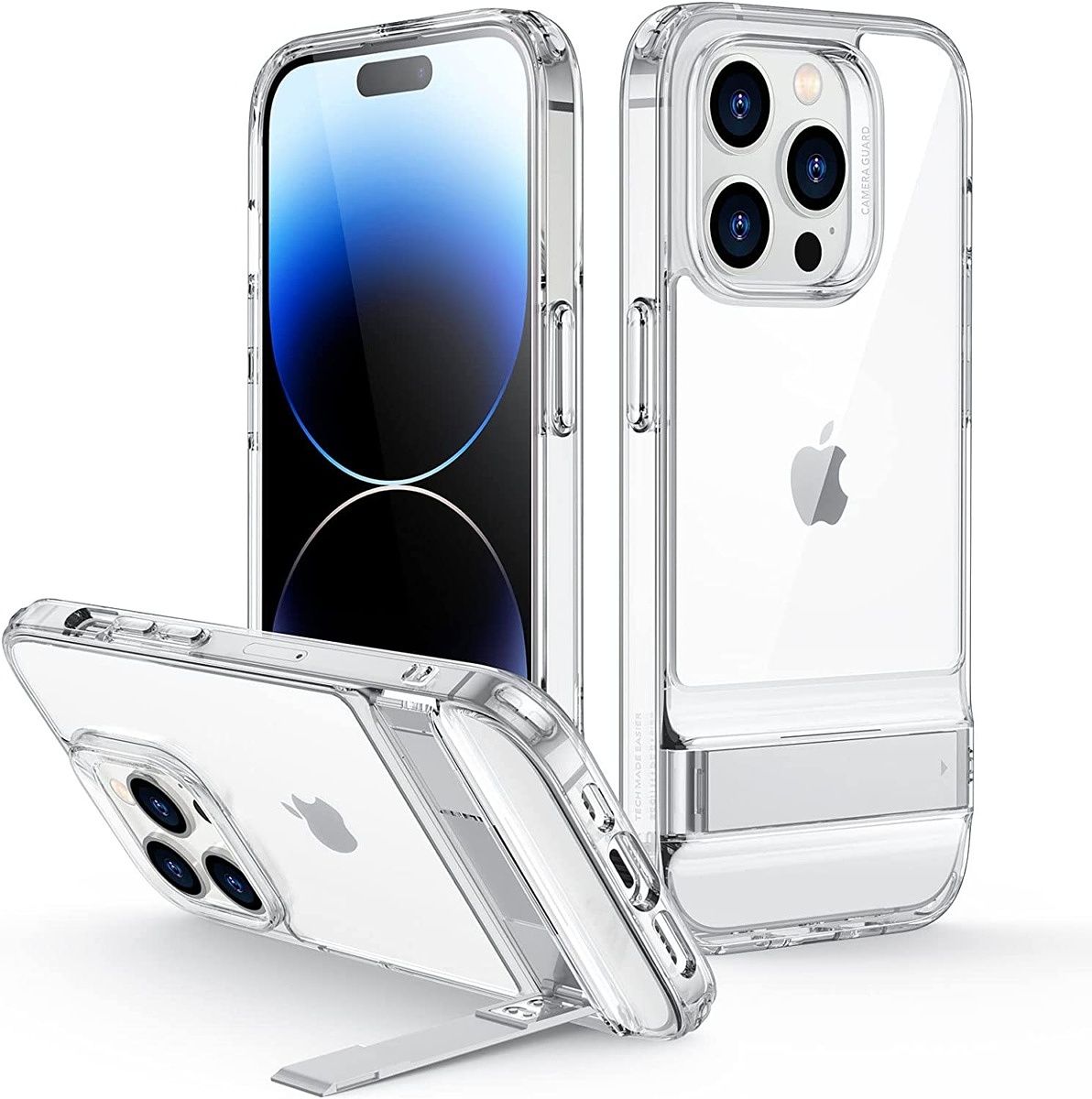 This clear case not only protects your phone from drops and scratches, but it also enables a hands-free viewing experience with its built-in freely-adjustble kickstand.