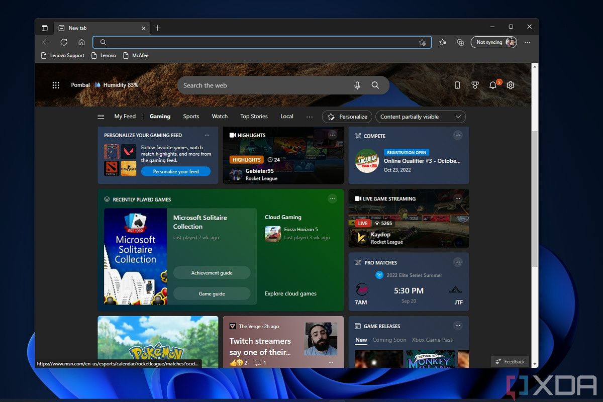 How to use the gaming homepage in Microsoft Edge