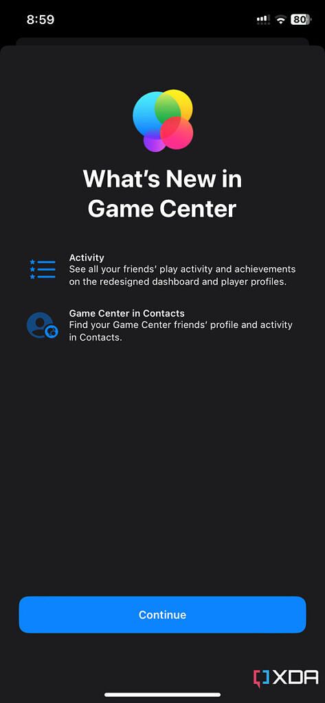 Game Center splash screen iOS 16.1 beta 2