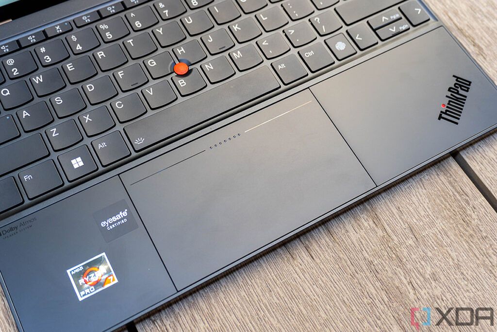 Angled view of ThinkPad Z13 touchpad