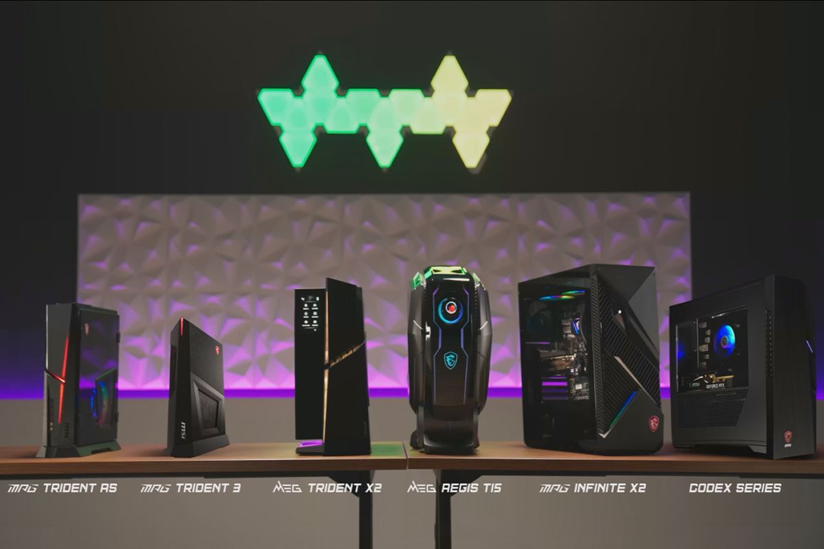 The refreshed MSI lineup with 13th-generation intel Core processors. The lineup includes the MPG Trident 3, MPG Trident AS, MEG Trident X2, MEG Aegis Ti5, MPG Infinite X2, and the Codex series