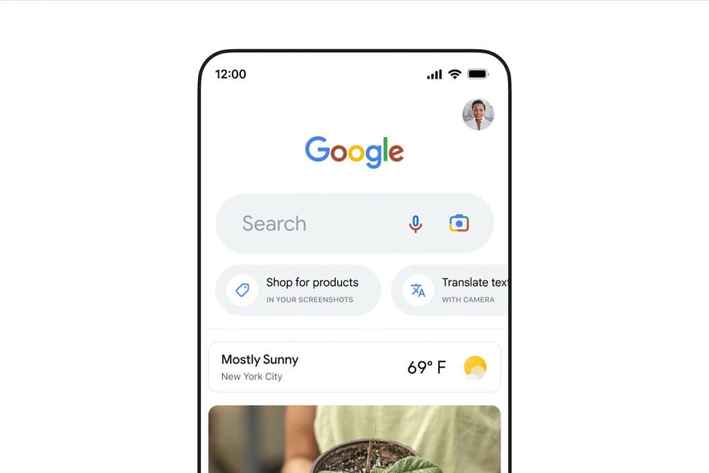 New Search shortcuts in the Google app.
