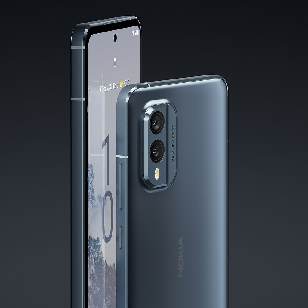 Nokia X30 5G on gray background.