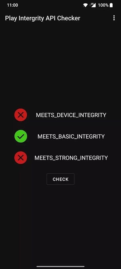 Play Integrity API Checker status