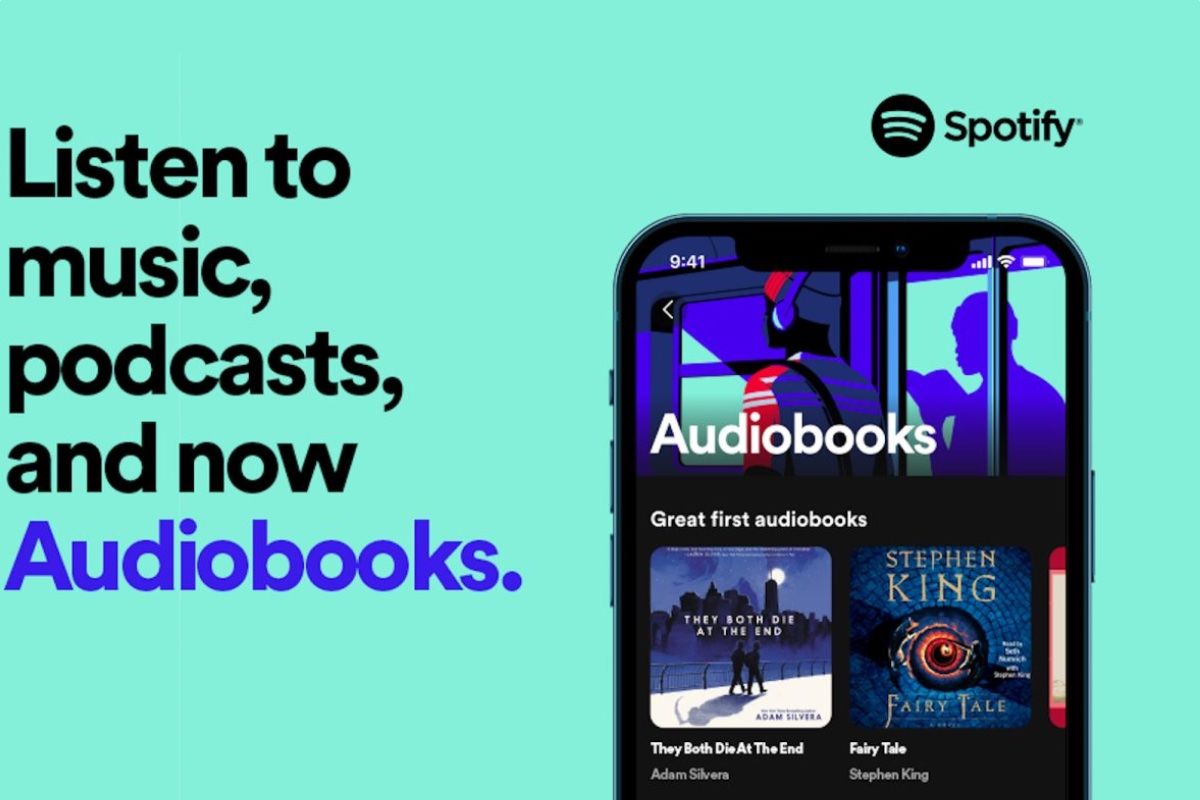 Spotify audiobooks announcement poster.