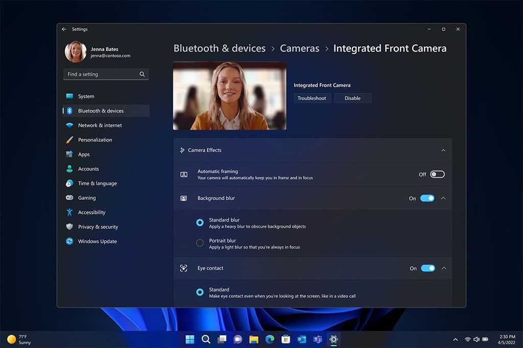 Captura de pantalla de la configuración de Efectos de Windows Studio en Windows 11