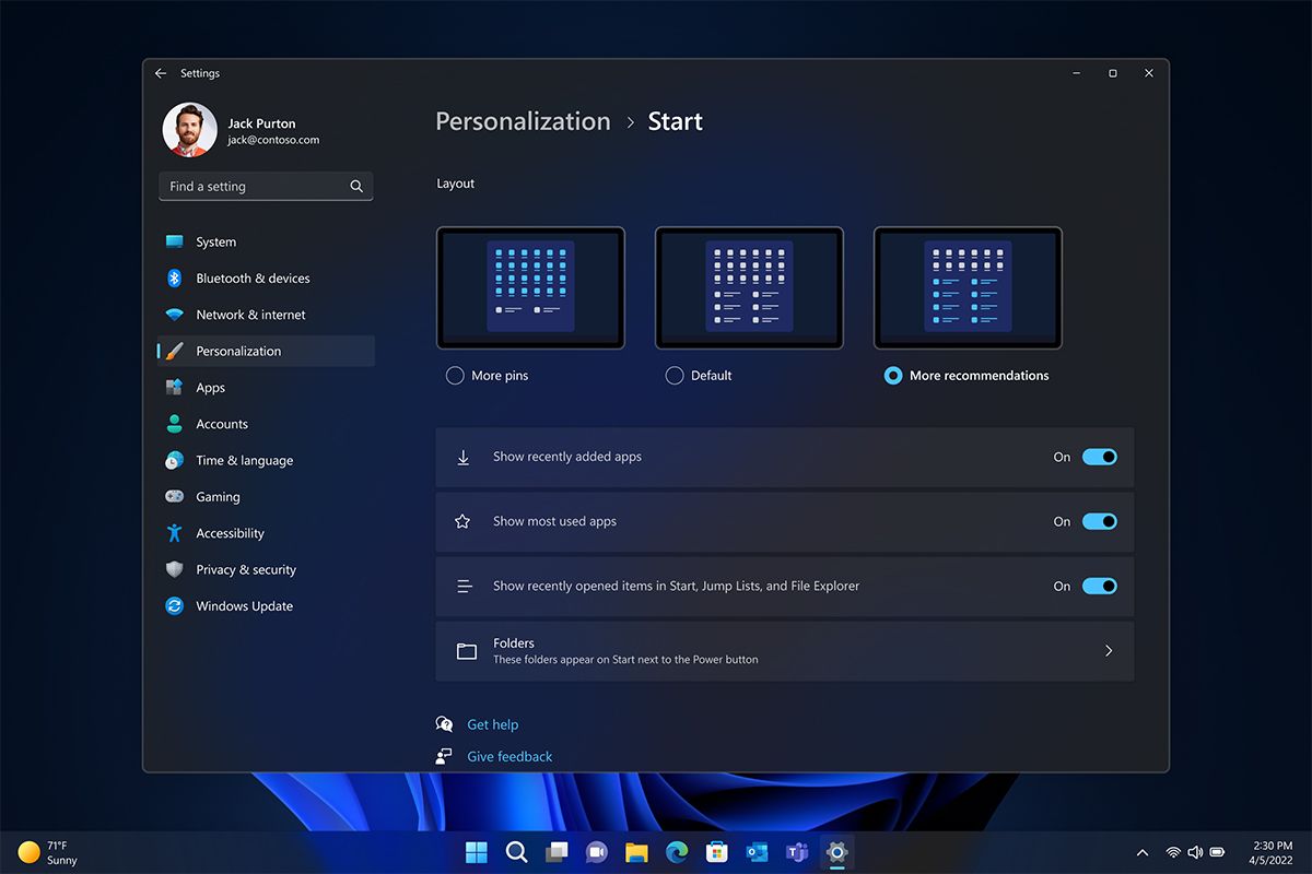 Windows 11 Start Menu customization