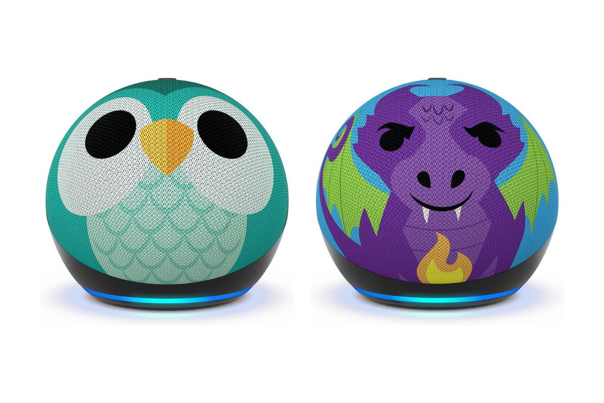 The latest Amazon smart speaker made for children, modeled as an owl and a dragon. 