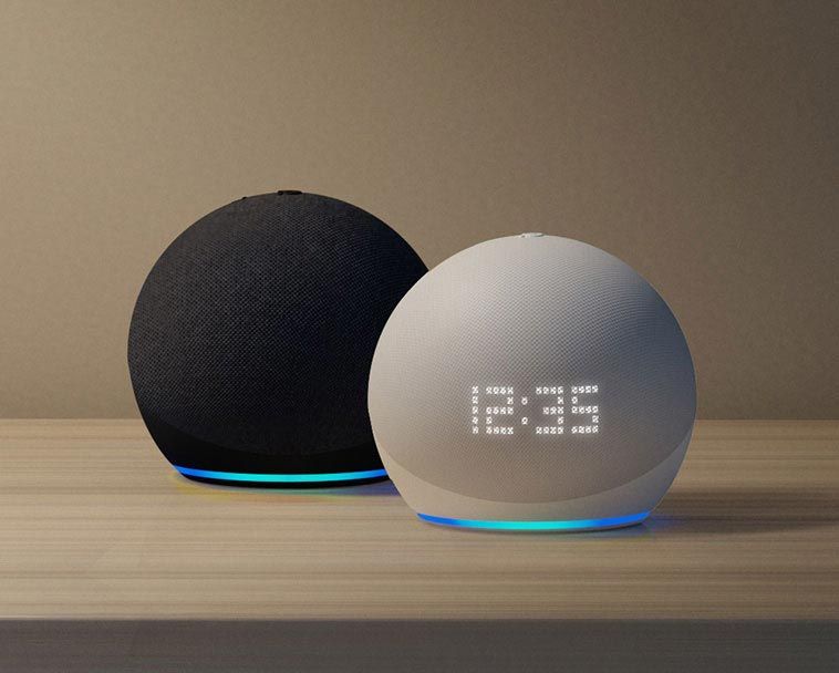 The latest smart speakers from Amazon, the Echo Dot and Echo Dot with Clock.