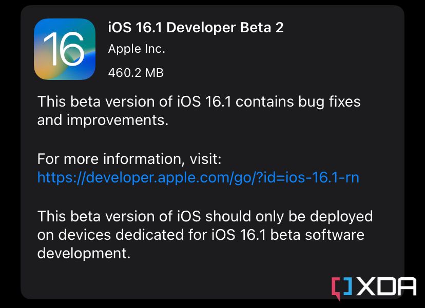 iOS 16.1 beta 2