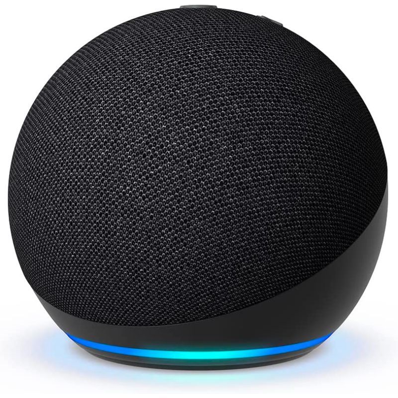 Amazo Echo Dot (5th gen) in charcoal against a white background.