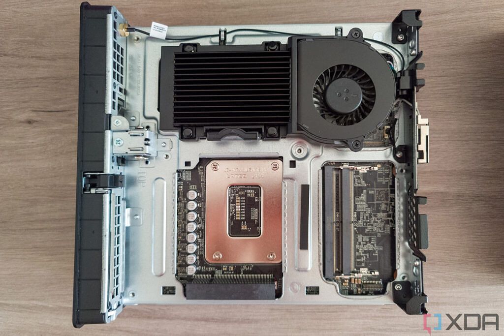Internal components of the Lenovo ThinkStation P360 Ultra removed from the case