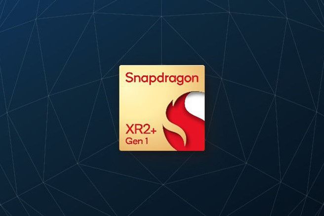 Snapdragon XR2 Plus Gen 1 graphic on blue background.