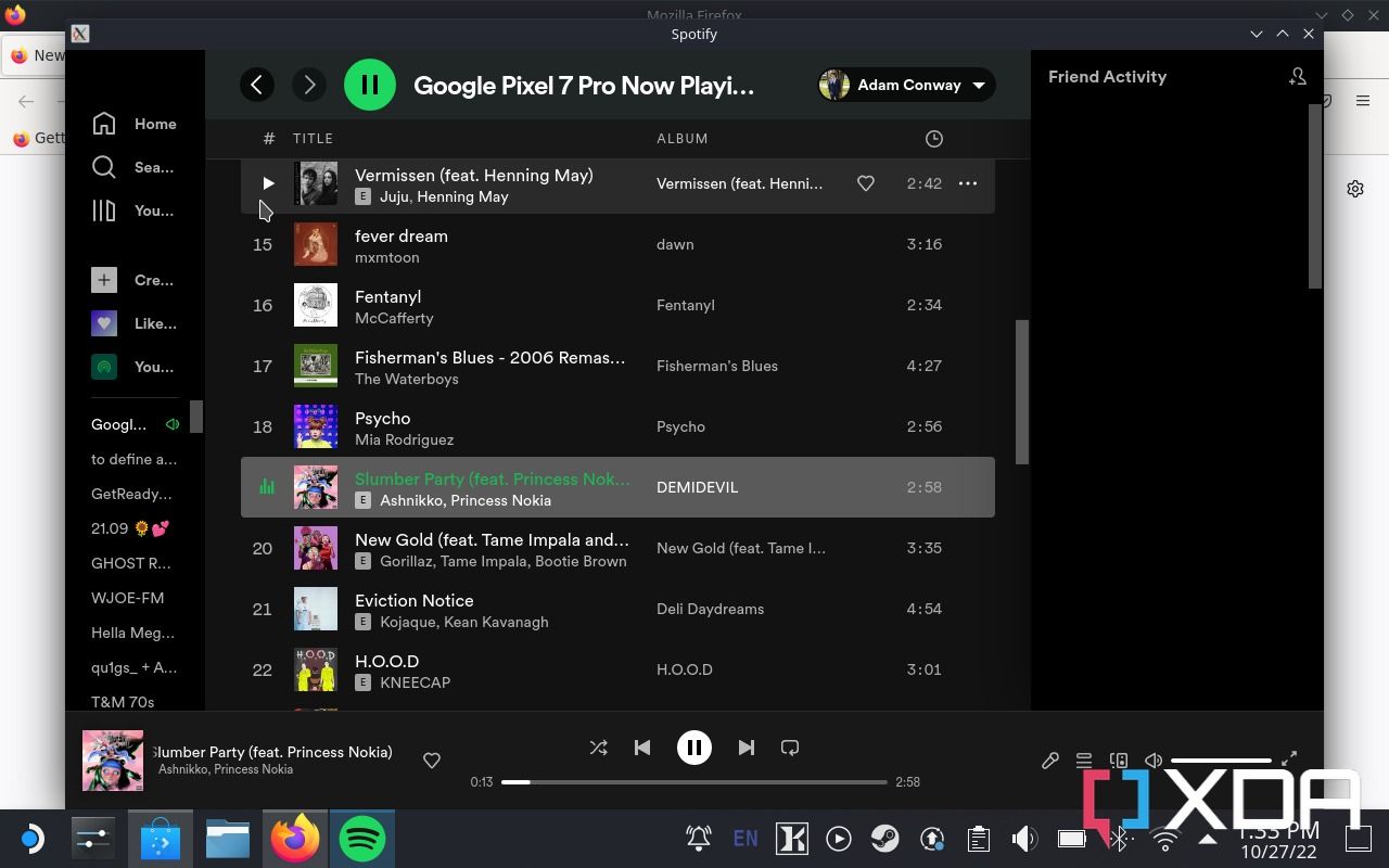 Spotify running on Steam Deck