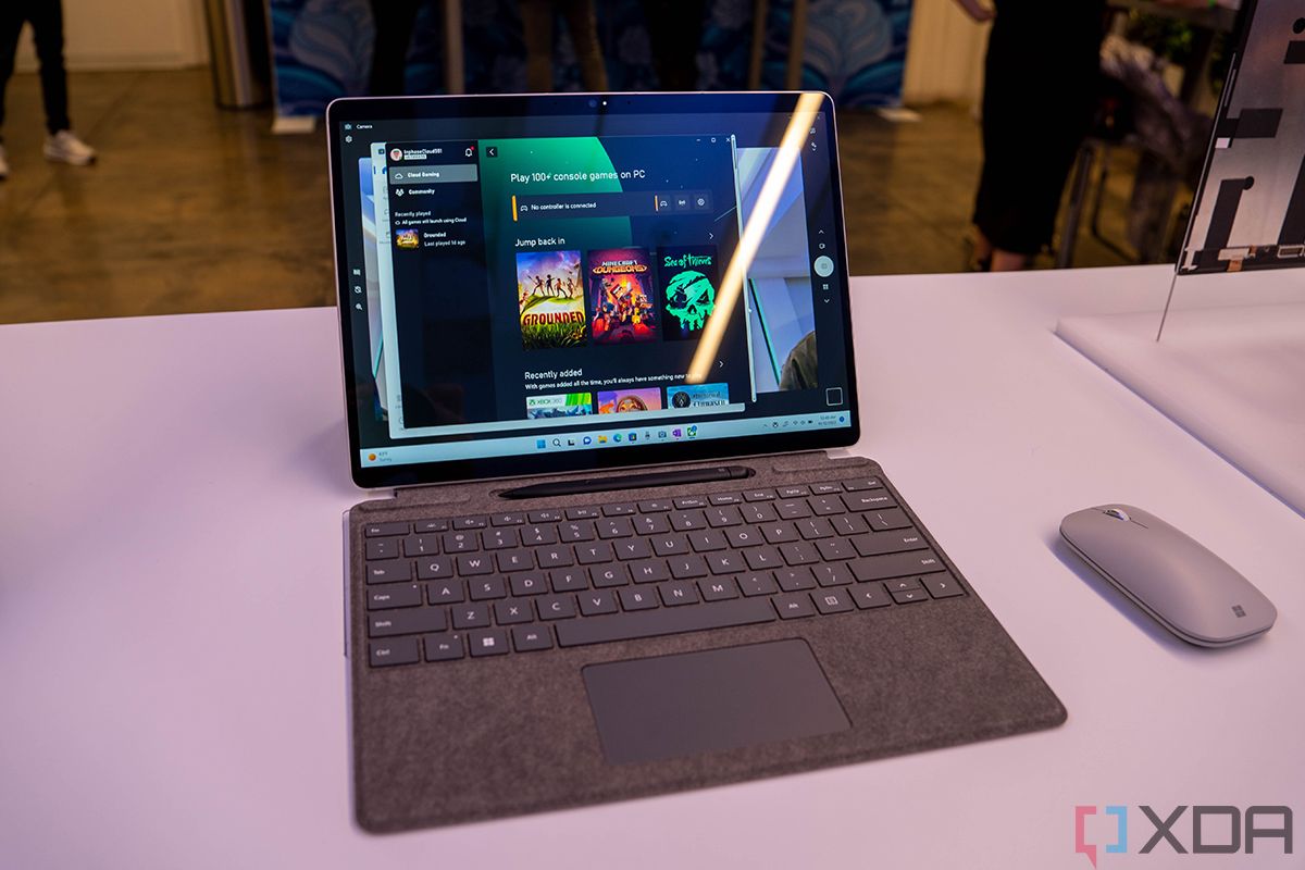 A Surface Pro 9 with 5G with the Xbox app opened. 