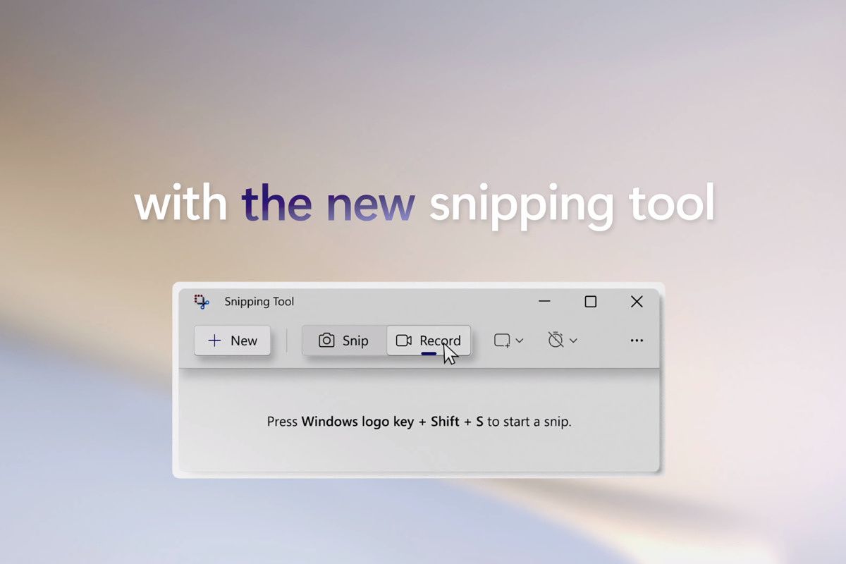 A screenshot of the new Windows 11 Snipping Tool with a built-in screen recorder